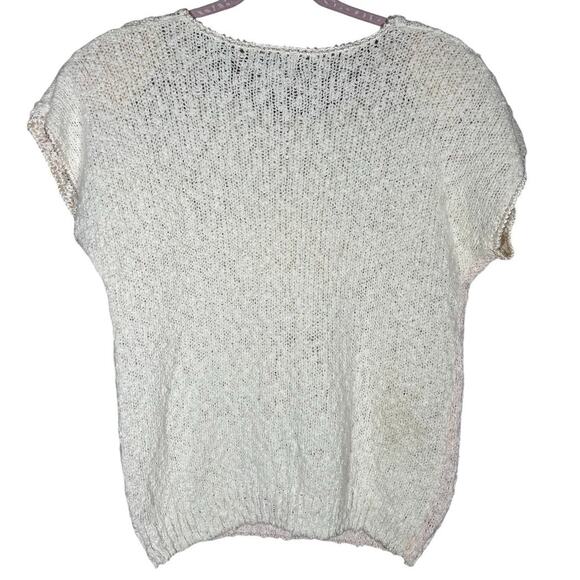 Partners by Mervyns Short Sleeve Knit Floral Pearl Accent Sweater Size Medium - Picture 6 of 7